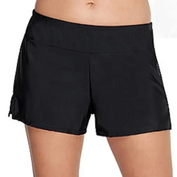 St. John's Bay Swim Short Bottom Color Black Built-In Brief - Picture 13 of 15